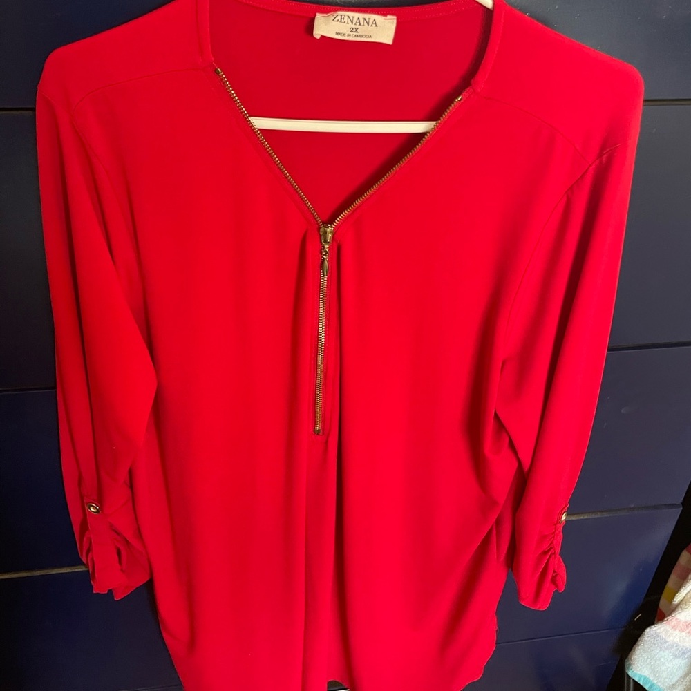 Zenana Outfitters Women's Vibrant Red Blouse